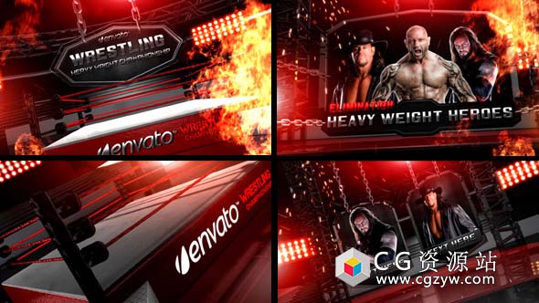 AE模板-摔跤拳击搏击舞台预告宣传片头 Wrestling Heavy Weight Champhionship