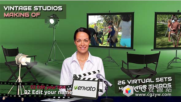 AE模板-电影绿屏演播室幕后花絮介绍 Vintage Studio – Making Of 免费下载