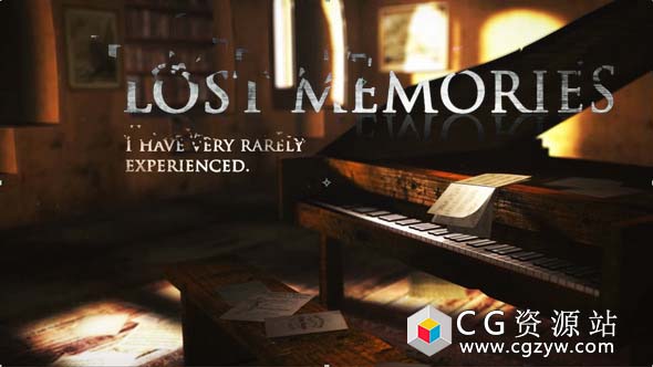 AE模板-复古电影回忆片头桌子钢琴老照片展示 Lost Memories 免费下载