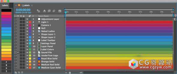 AE脚本-图层标签批量管理 Aescripts Labels V2.0