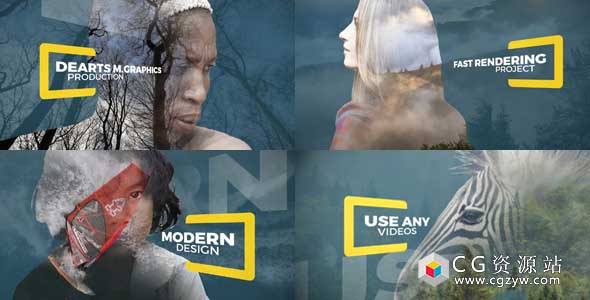 AE模板-视差双重曝光企业创意宣传图片展示 Parallax Double Exposure