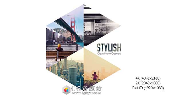 AE模板-时尚照片图形遮罩拼贴Logo图片展示 Stylish Photo Openers – Logo Reveal