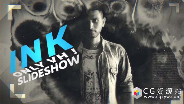 AE模板-墨水幻灯片水墨遮罩视差图片展示片头 Ink Slideshow