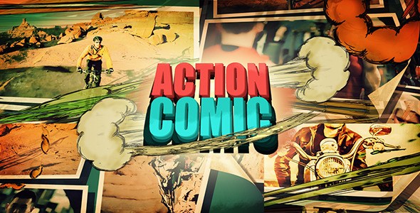AE模板-动作漫画卡通分镜头视频开场 Action Comic