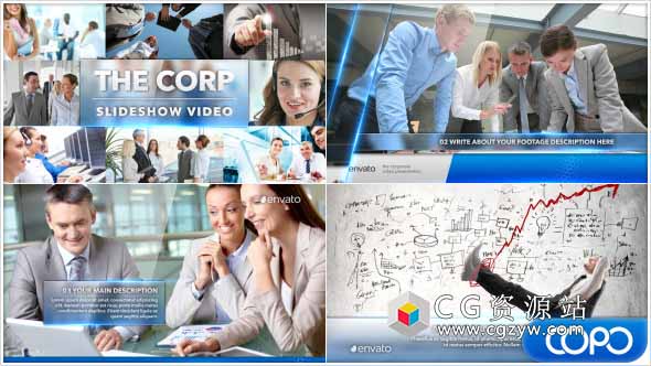 AE模板-透明滑动商业企业发展历程促销推广公司幻灯片展示