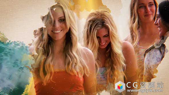 AE模板-水彩水墨幻灯片散开时尚图片视频片头 Watercolor Ink Slideshow