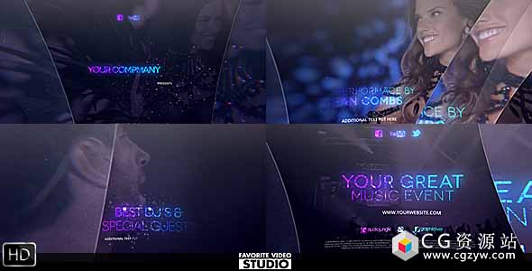 AE模板-豪华时尚霓虹灯夜晚音乐走秀活动片头包装 The Great Music Event