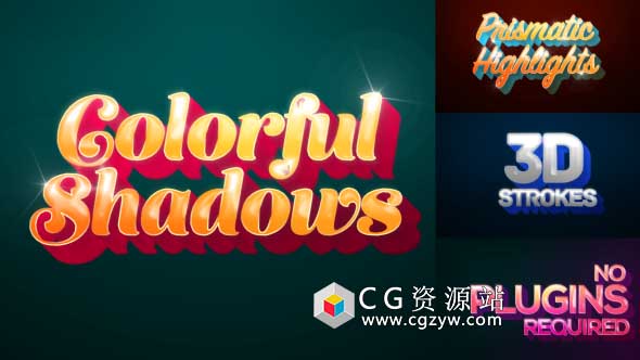 AE模板-多彩时尚三维文字投影动画 Colorful Shadows – Motion Titles Pack 免费下载