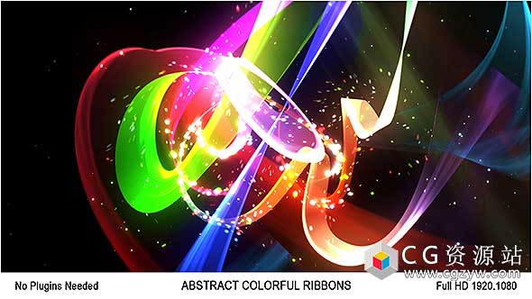 AE模板-抽象彩色丝带Logo动画 Abstract Colorful Ribbons Logo