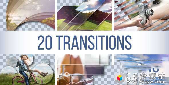 AE模板-20个时尚视频转场过渡图形动画 Transitions Pack 免费下载