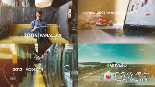 AE模板-三维视差时间线幻灯片商业电影企业图片开场 Parallax Timeline Slideshow