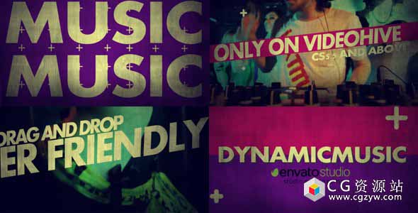 AE模板-动态文字标题音乐视频包装 Music Promo 免费下载
