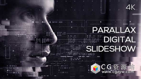 AE模板-视差数字幻灯片科技感图形图片展示片头 Parallax Digital Slideshow