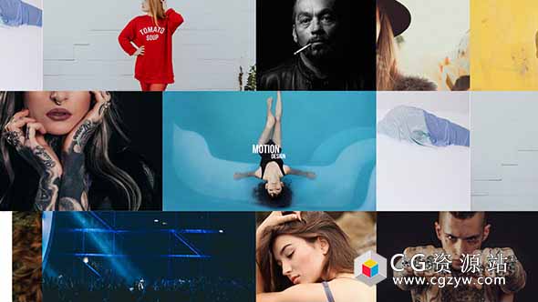 AE模板-干净明亮节奏感动态图片分屏拼贴开场 Dynamic Photo Opener