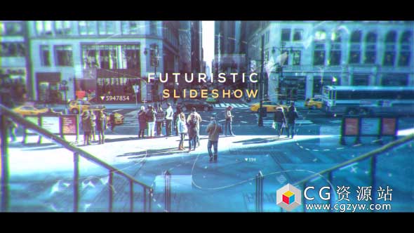 AE模板-科技感线条视差商业电影数字动态图片展示 Futuristic Slideshow