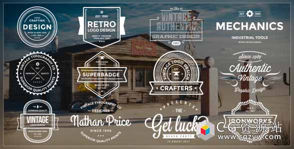 AE模板-复古徽章文字排版标题动画 Authentic Vintage Titles