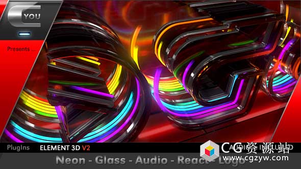 AE模板-三维标志霓虹描边Logo动画 Neon Glass Audio React Logo 免费下载