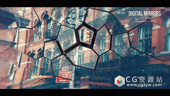 AE模板-抽象数字镜像拼贴视差图片组合片头 Digital Mirrors
