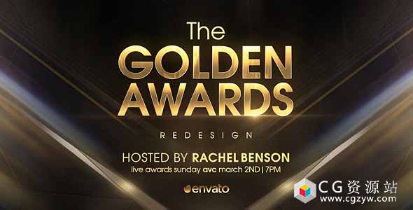 AE模板-金色颁奖典礼电影预告宣传晚会年会舞会电视栏目包装