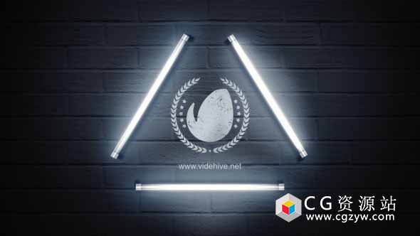 AE模板-三角形日光灯管Logo动画 Logo Lamp