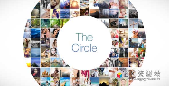 AE模板-三维循环图片拼贴照片墙展示片头 The Circle Mosaic Slideshow