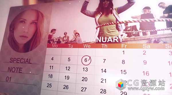 AE模板-日历促销婚礼邀请生日庆祝活动图文幻灯片calendar promo