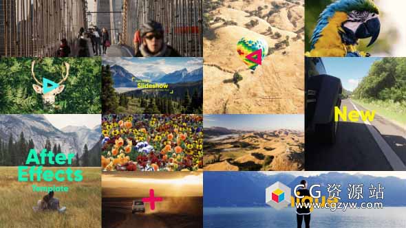 AE模板-时尚动态滑动旅游宣传片照片展示动画The Slideshow 免费下载