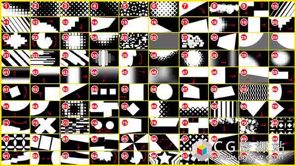 视频素材-130种4KMG动画转场遮罩动态素材带透明通道