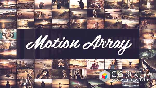 AE模板-复古大量图像照片组合LED屏幕展示动画