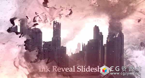 AE模板-优雅水彩水墨散开时尚图片动态展示片头Ink Reveal