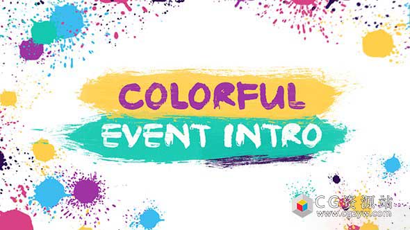 AE模板-多彩事件介绍彩色油漆滴落遮罩视频包装 Colorful Event Intro
