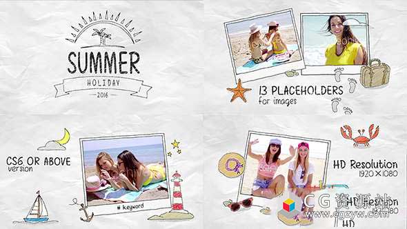 AE模板-夏天旅游暑假相册视频包装 Summer Holidays