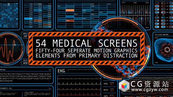 视频素材-54种高科技医学HUD医疗界面图形视频素材 54 Medical Screens