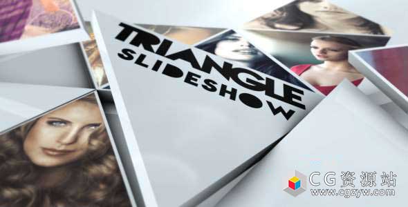 AE模板-立体三角形幻灯片翻转图片展示片头 Triangle Slideshow