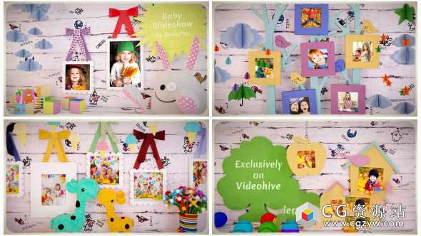 AE模板-宝贝幻灯片可爱儿童婴儿片头栏目包装 Baby Slideshow