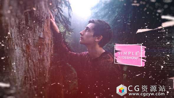 AE模板-简单幻灯片笔刷遮罩图片展示 Simple Slideshow