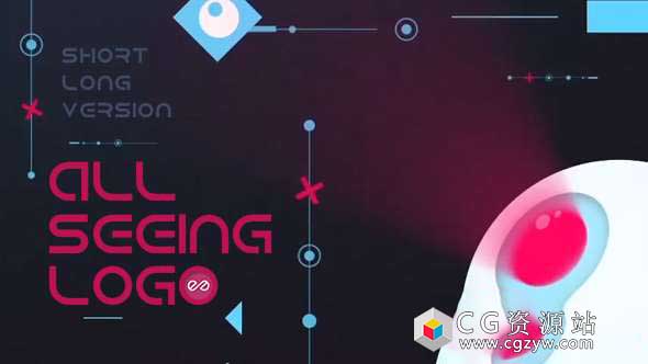 AE模板-抽象多彩创意数字动态眼睛MG动画 All Seeing Logo