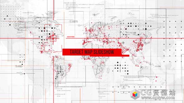 AE模板-电影预告片商业推广公司视频地图目标点指示视频开场 Target Map Slideshow