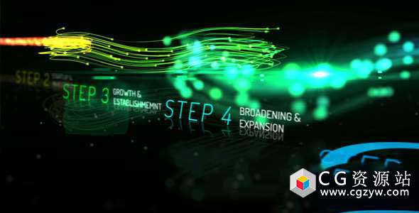 AE模板-抽象多彩光线拖尾时间线粒子动画 Rainbow Corporate Timeline