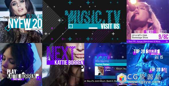 AE模板-时尚音乐娱乐电视广播包栏目包装 Music and Entertainment TV Broadcast Pack