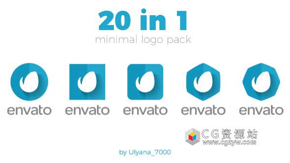 AE模板-20组4K标志演绎动画logo片头minimal-logo-pack-20-in-1
