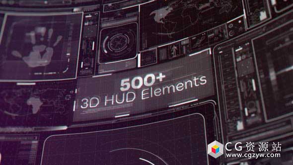 AE模板-500+3D高科技HUD人体电脑地球DNA动画元素包