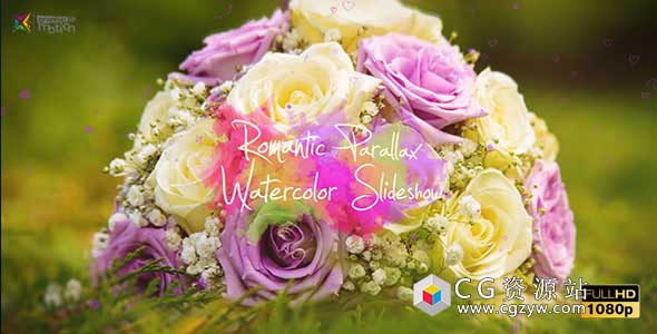 AE模板-浪漫婚礼光效果视差图片开场片头 Romantic Parallax Slideshow