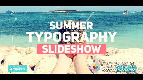 AE模板-夏日节奏感文字标题图文幻灯片Summer Typography Slideshow 免费下载