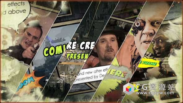 AE模板-动作漫画卡通电影分镜头视频开场 Action Comic