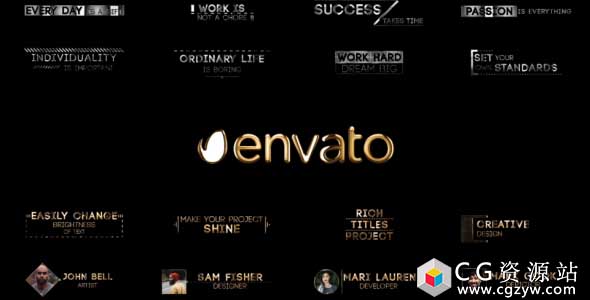 AE模板-黄金金色文字标题动画 Corporate Golden Titles V3