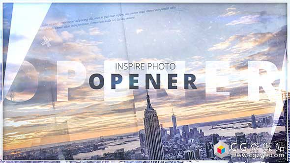 AE模板-现代电影史诗介绍文字标题遮罩图片展示片头 Inspire Photo Opener