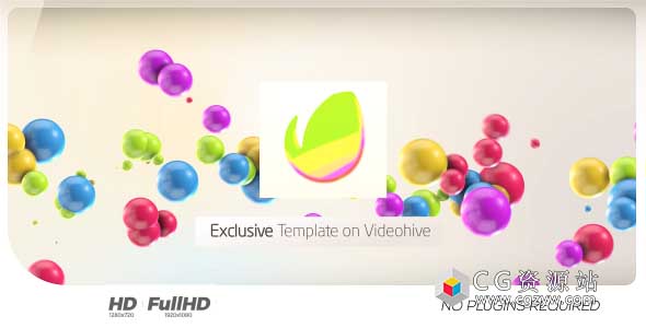 AE模板-多彩3D小球Logo动画 Colorful 3D Balls Kids logo