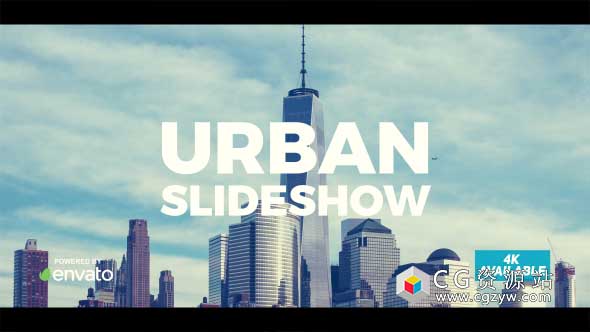 AE模板-动态城市幻灯片节奏感文字标题动画开场 Dynamic Urban Slideshow