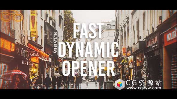 AE模板-旅游城市视频动态切割文字标题片头动画 Fast Dynamic
